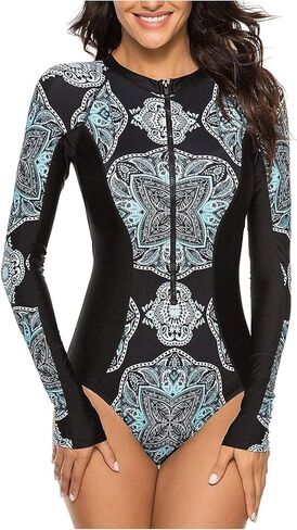 Runtlly Women's One Piece Rash Guard Swimsuit Sleeveless Zipper Surfing UPF 50+ Surfing Bathing Suit in Kuwait