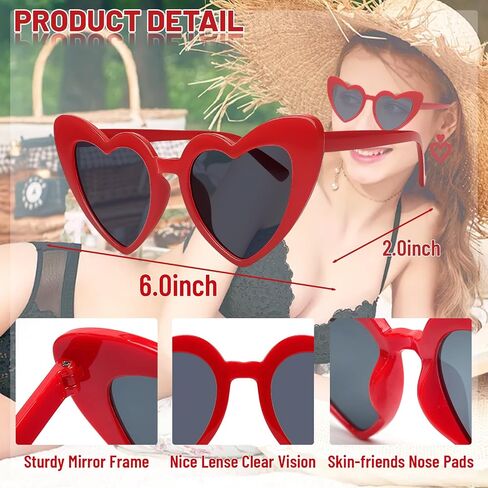 Double Heart Earrings Dangling Heart Drop Earrings For Women & Heart Shaped Sunglasses Set, Chic Outfit Jewelry Fan Gifts in Kuwait