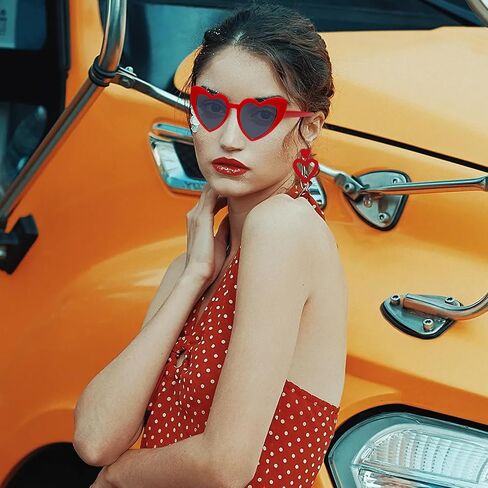 Double Heart Earrings Dangling Heart Drop Earrings For Women & Heart Shaped Sunglasses Set, Chic Outfit Jewelry Fan Gifts in Kuwait