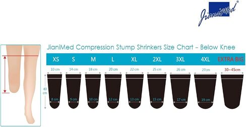 JianiMed Prosthetic Stump Shrinkers – Below Knee, 40cm, Compression, 20-30, Amputee Socks, Daily use, Trendy, Taiwan Excellence in Kuwait