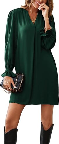 فستان Ailsi نسائي للخريف كاجوال بأكمام طويلة ورقبة على شكل حرف V فساتين تونيك للسيدات 2023 عصري in Kuwait