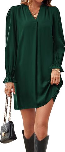 فستان Ailsi نسائي للخريف كاجوال بأكمام طويلة ورقبة على شكل حرف V فساتين تونيك للسيدات 2023 عصري in Kuwait