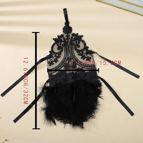 Bmirth Feather Black Gloves Fingerless Long Gloves Gold Rhinestone Floral Lace Gloves Arm Sleeves Nightclub Party 1PCS in Kuwait