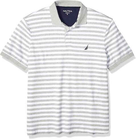Nautica Men's Classic Fit 100% Cotton Soft Short Sleeve Stripe Polo Shirt in Saudi Arabia