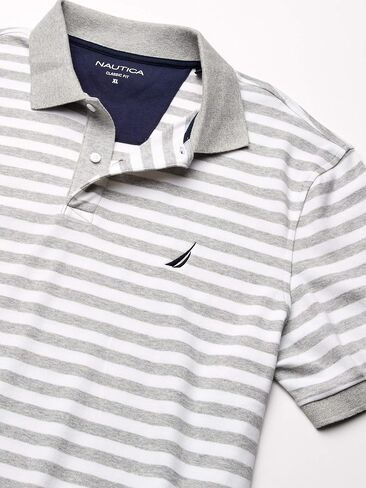 Nautica Men's Classic Fit 100% Cotton Soft Short Sleeve Stripe Polo Shirt in Saudi Arabia