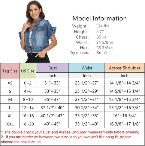 MISS MOLY Women's Denim Jacket Ruffle Sleeve Button Down Distressed Summer Cropped Jean Jackets in Kuwait