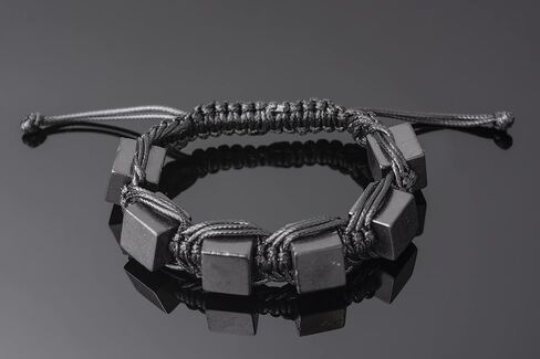 Keled Rocks Shungite Bracelet - is Made of a Black Shungite Stone Type II - It's Excellent for Grounding - When Placed in Contact with Skin absorbs The Energy of Mobile Phones NFC, 5G and etc in Kuwait