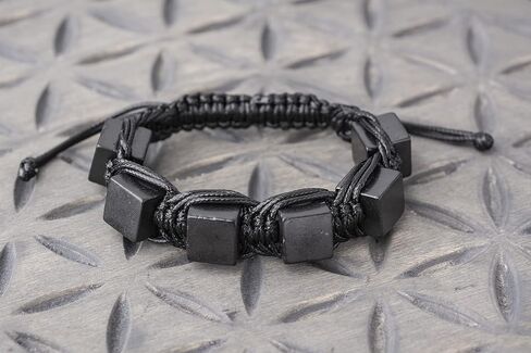 Keled Rocks Shungite Bracelet - is Made of a Black Shungite Stone Type II - It's Excellent for Grounding - When Placed in Contact with Skin absorbs The Energy of Mobile Phones NFC, 5G and etc in Kuwait