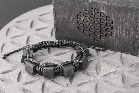 Keled Rocks Shungite Bracelet - is Made of a Black Shungite Stone Type II - It's Excellent for Grounding - When Placed in Contact with Skin absorbs The Energy of Mobile Phones NFC, 5G and etc in Kuwait