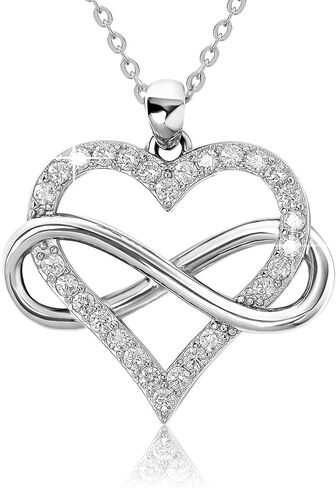 Sash & Soph Infinity Heart Necklace for Women. 925 Sterling Silver Heart Necklace for Girlfriend, Love Heart Pendant on 18" Chain with 2" Extender (Rose Gold or Gold Plated) in Kuwait