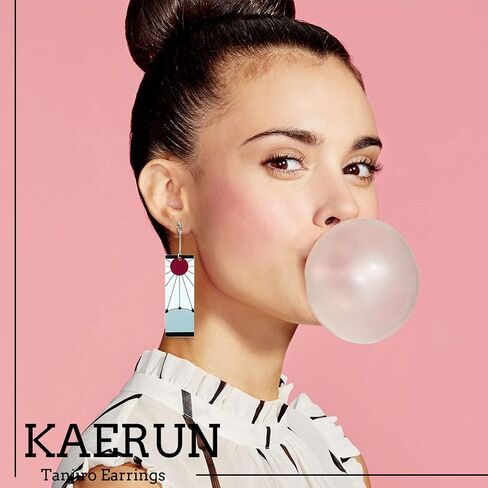 KAERUN 12 Pairs المرأة Tanjiro أقراط أنيمي شيطان القاتل أقراط تأثيري موضة الوجهين الاكريليك سبائك أقراط من الراتينج in Kuwait
