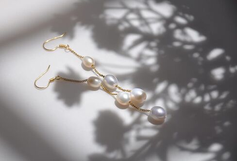 Vavily Long Tassel Pearl Dangle Earrings Dangling Freshwater Pearl Threader Earrings Pearl Drop Dangle Earrings for Women Bridal Wedding in Kuwait