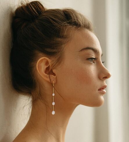 Vavily Long Tassel Pearl Dangle Earrings Dangling Freshwater Pearl Threader Earrings Pearl Drop Dangle Earrings for Women Bridal Wedding in Kuwait