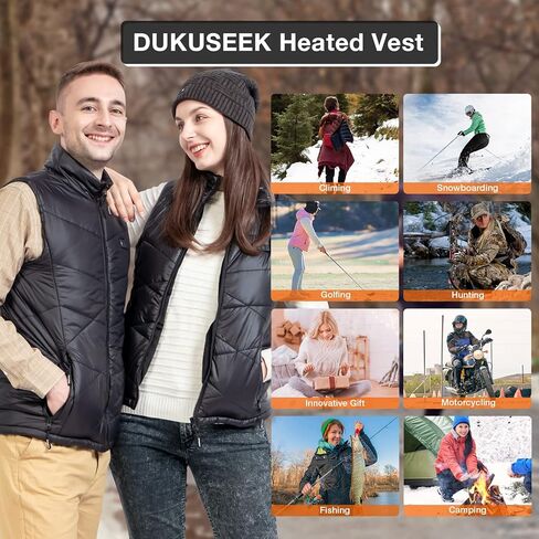 سترة DUKUSEEK للرجال خفيفة الوزن قابلة للتدفئة، سترة تدفئة قابلة لإعادة الشحن، ملابس دافئة مع بطارية 7.4 فولت للصيد والمشي لمسافات طويلة في الهواء الطلق in Kuwait
