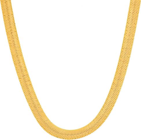LIFETIME JEWELRY 5mm Flexible Herringbone Chain Necklace 24k Real Gold Plated in Kuwait