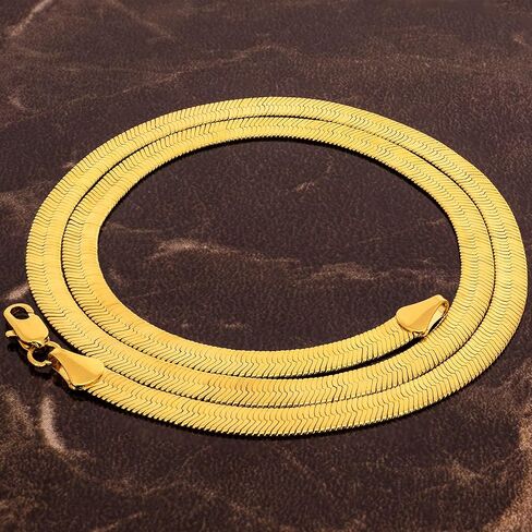 LIFETIME JEWELRY 5mm Flexible Herringbone Chain Necklace 24k Real Gold Plated in Kuwait