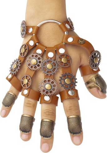 مجموعة قفازات ستيمبنك من شياو تشينغ مينغ تشو ستيمبنك من العصور الوسطى للنساء والرجال، اكسسوارات ملابس القراصنة التنكرية للهالوين، بني، مقاس L in Kuwait