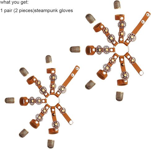 مجموعة قفازات ستيمبنك من شياو تشينغ مينغ تشو ستيمبنك من العصور الوسطى للنساء والرجال، اكسسوارات ملابس القراصنة التنكرية للهالوين، بني، مقاس L in Kuwait