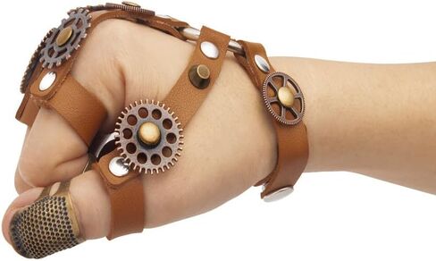 مجموعة قفازات ستيمبنك من شياو تشينغ مينغ تشو ستيمبنك من العصور الوسطى للنساء والرجال، اكسسوارات ملابس القراصنة التنكرية للهالوين، بني، مقاس L in Kuwait