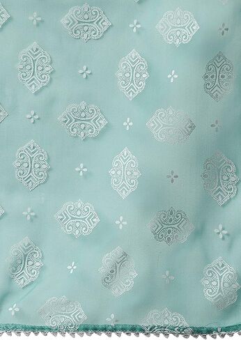 Janasya Women's Blue Cotton Kurta With Pant And Printed Dupatta in Saudi Arabia