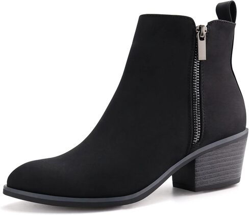 JABASIC Women Ankle Boots Side Zipper Booties Low Heel Dress Boots in Kuwait