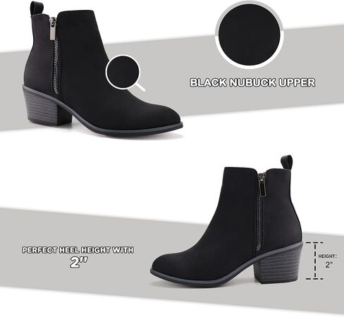 JABASIC Women Ankle Boots Side Zipper Booties Low Heel Dress Boots in Kuwait