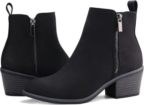 JABASIC Women Ankle Boots Side Zipper Booties Low Heel Dress Boots in Kuwait