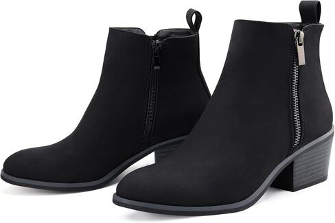JABASIC Women Ankle Boots Side Zipper Booties Low Heel Dress Boots in Kuwait