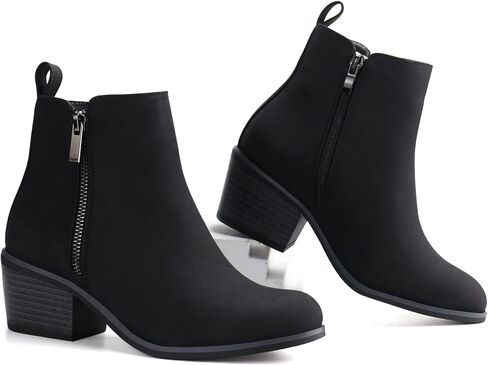 JABASIC Women Ankle Boots Side Zipper Booties Low Heel Dress Boots in Kuwait