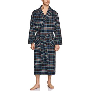 CQR Men's 100% Cotton Flannel Robe, Lightweight Soft Plaid Lounge & Night Sleepwear Robes