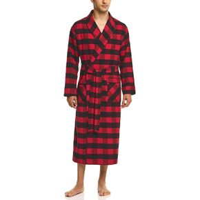 CQR Men's 100% Cotton Flannel Robe, Lightweight Soft Plaid Lounge & Night Sleepwear Robes