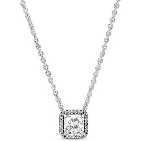 PANDORA Jewelry Square Sparkle Halo Cubic Zirconia Necklace in Sterling Silver, 17.7", No Box in Saudi Arabia