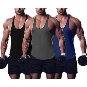 Men's Stringer Bodybuilding Workout Gym Tank Tops Training Cotton Fitness Y Back T Shirts