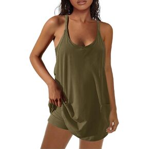 SENSERISE Womens Tennis Dress Mini Dress with Built in Shorts Pockets Romper Dress Workout Dress