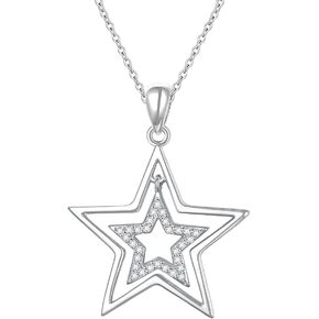 Alphm S925 Sterling Silver Double Stars Y2K Necklace & Earrings Pentagram Pendant Jewelry for Women