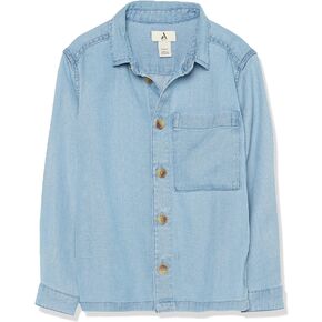 Amazon Essentials Boys' Chambray-Stretch Long Sleeve Shirt in Kuwait