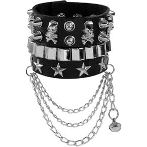 أساور Eigso Punk الجلدية على شكل جمجمة للرجال والنساء أساور معصم كلاسيكية كلاسيكية على شكل قرصان للرجال والنساء in Kuwait