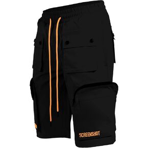 SCREENSHOT Mens Premium Multifunctional Utility Nylon Cargo Shorts - Crisp Shell Fabric 3D Pockets Hiking Tapered Bottoms