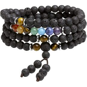 GEHECRST طبيعي 6 مم متعدد الطبقات 108 خرز صلاة مالا سوار ريكي 7 شقرا شفاء كريستال أحجار كريمة قلادة حماية التأمل مجوهرات للرجال والنساء in Kuwait