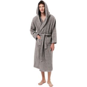 SIORO Mens Robes Big and Tall Terry Cloth Bathrobe Cotton Towel Hooded Full Length Housecoat Hot Tub Bath Spa Sleepwear M-2XL in Kuwait