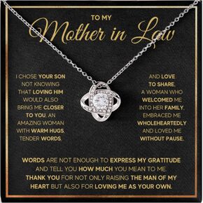 Mother in Law Gifts From Daughter in Law Necklace Gift For Husbands Mom Christmas Mothers Day Birthday Wedding Present to My Bonus Mom Jewelry Pendant Message Card Gift Box in Kuwait