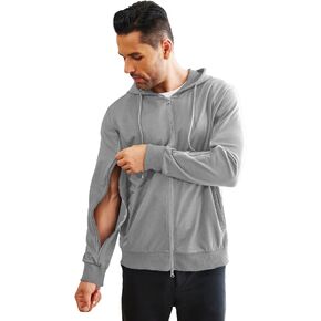 Deyeek Dialysis Sweatshirts with Arm Zipper Hoodies Full-Zip Lightweight Hemodialysis Cotton Jacket with Pockets