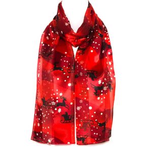 Hat To Socks Christmas Snowflakes Santa on Sleigh Chiffon Satin Scarf in Saudi Arabia