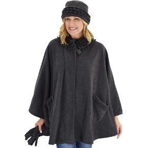 Le Moda Women's Ruffle Trim Polar Fleece Wrap with Matching Gloves and Hat | Winter Collection | One Size Fits All in Kuwait