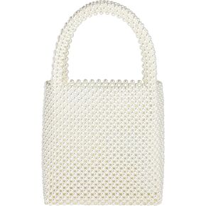 Grandxii Pearl Clutch Purse White Summer Handbag Tote Bag Evening Party Bag With Pearls For Women