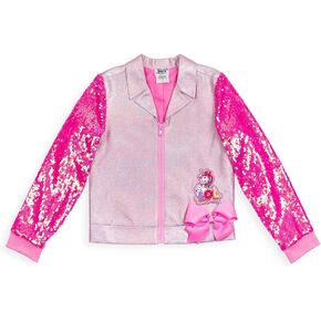 JoJo Siwa Unicorn Girls Sequin Zip Up Bomber/Moto Jacket Toddler to Big Kid