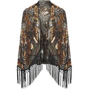 BABEYOND Women's Flapper Shawl Evening Wrap 1920s Sequin Beaded Cape Cover Up for Party in Kuwait