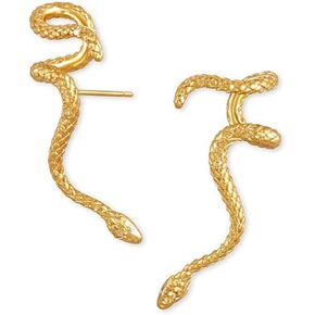T-ztoss Gold Punk Snake Cuff Wraps Crawler Climber Studs Earrings for Women Girls Dainty Cartilage Piercing Statement Jewelry