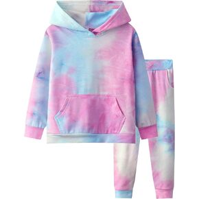 Frogwill بنات التعادل صبغ البلوز هوديس البلوز Sweatpant رياضية Sweatsuits مجموعة 2-12Y in Kuwait