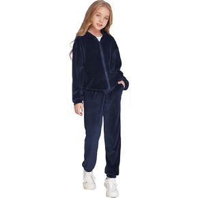 Greatchy ملابس رياضية للبنات بدلة رياضية قطعتين ملابس مخملية قطيفة ملابس نشطة بسحاب هوديي Sweatpants بذلات رياضية in Kuwait